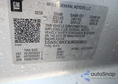 2018 Chevrolet Tahoe Lt from USA, damaged, VIN 1GNSCBKC6JR263813